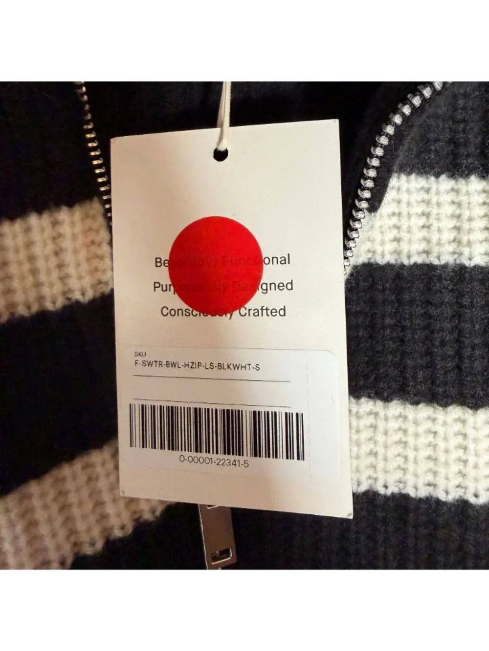 Everlane The Half-Zip Sweater in Luxe Merino Women's Size Small Black White NWT! - Picture 4 of 6
